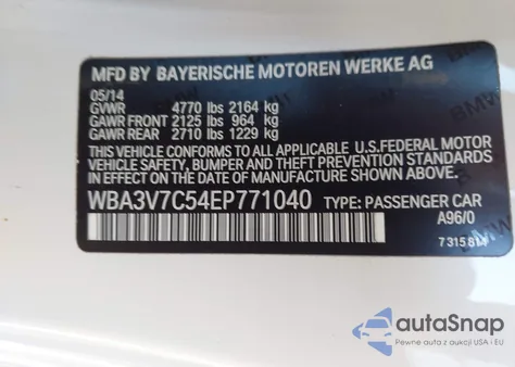 2014 BMW 428I from USA, damaged, VIN WBA3V7C54EP771040